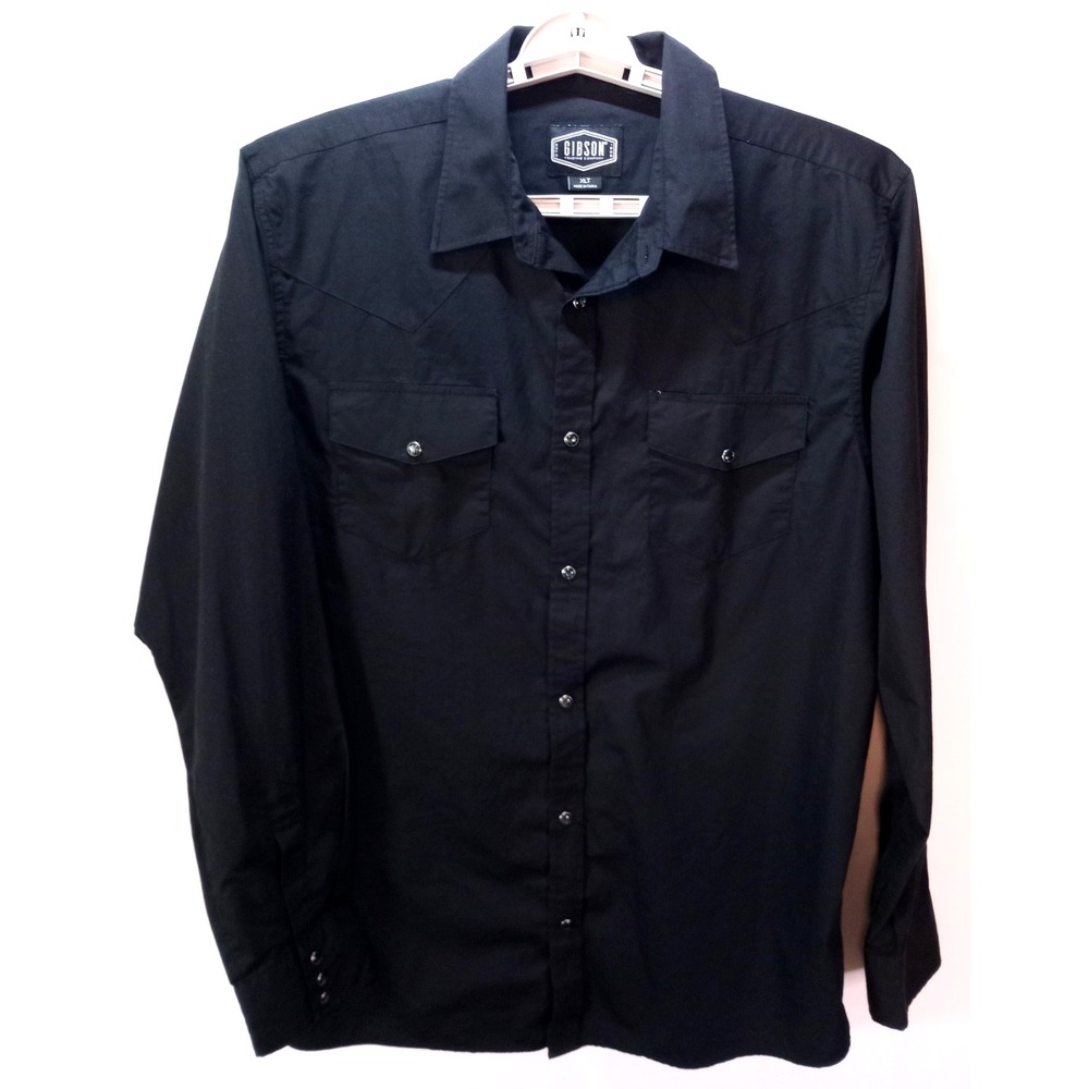 Gibson Trading Company Men's Western Pearl Snap Button Down Shirt XLT, Black